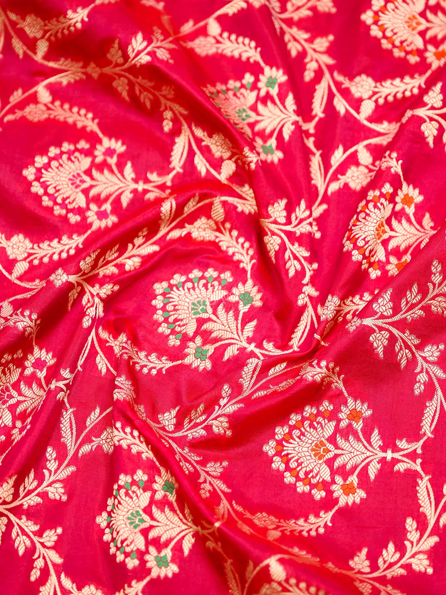 Pink Red Meenakari Jaal Katan Silk Handloom Banarasi Dupatta - undefined