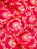 Pink Red Meenakari Jaal Katan Silk Handloom Banarasi Dupatta - undefined