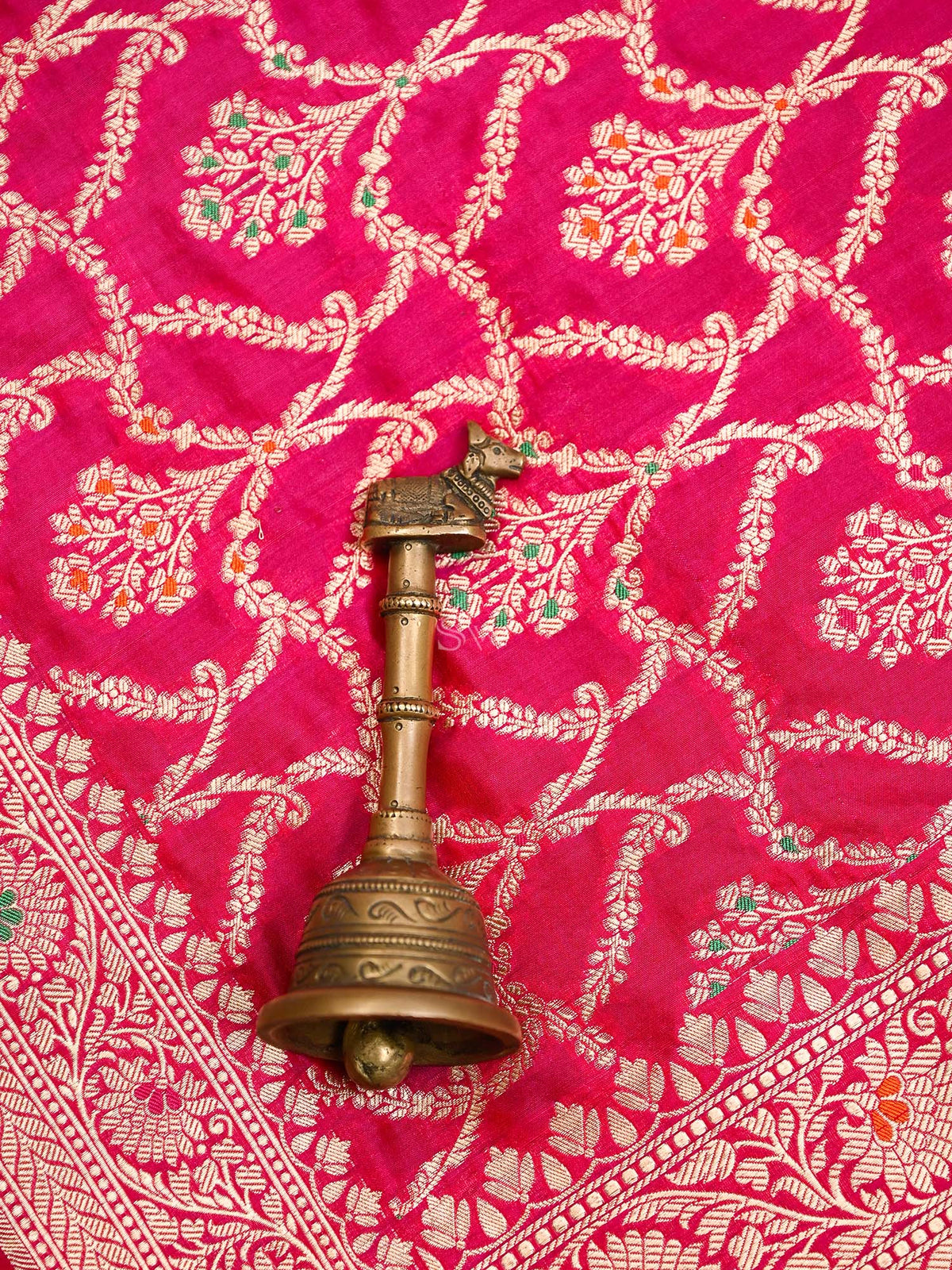 Pink Red Meenakari Jaal Katan Silk Handloom Banarasi Dupatta
