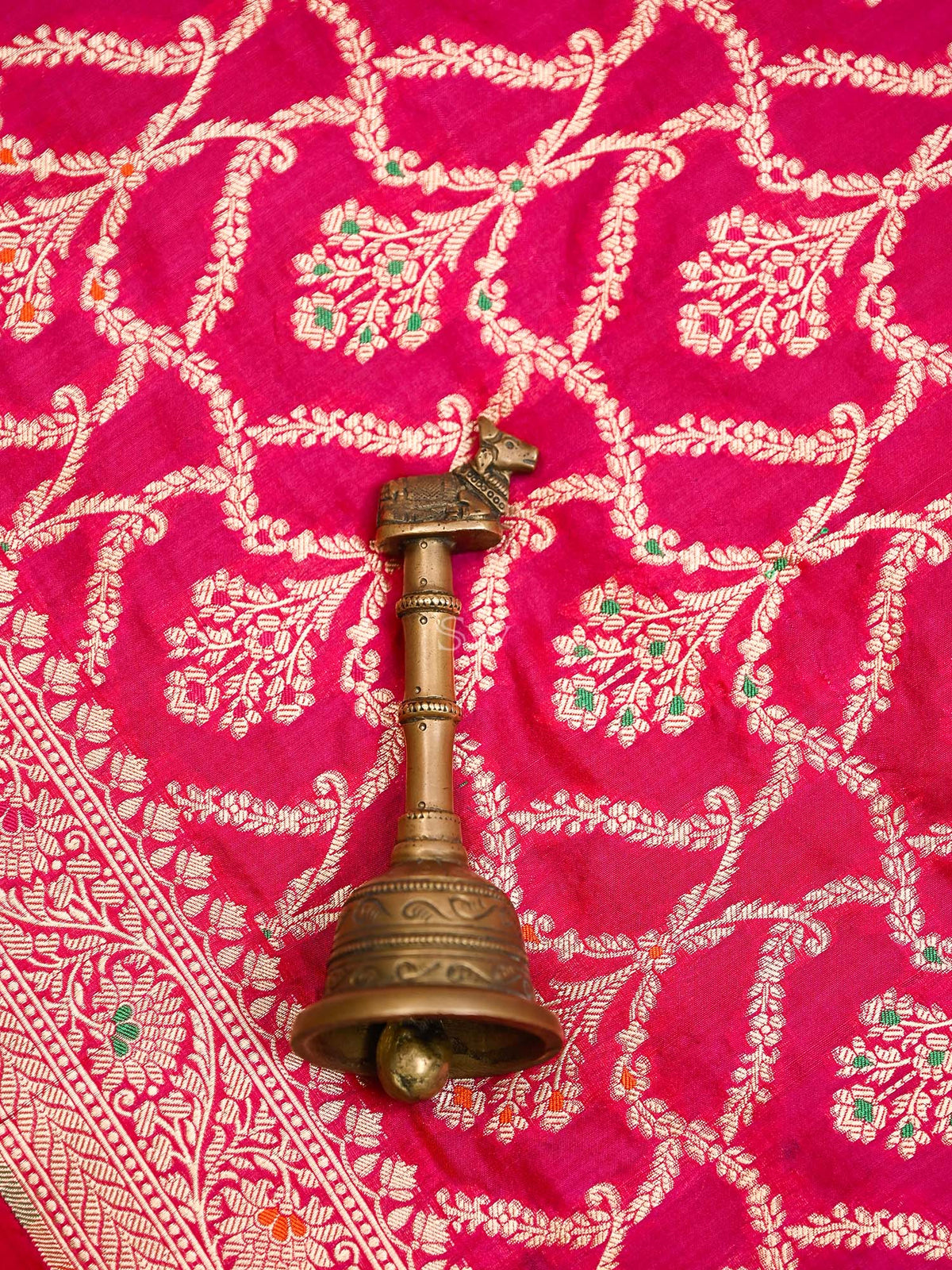 Pink Red Meenakari Jaal Katan Silk Handloom Banarasi Dupatta