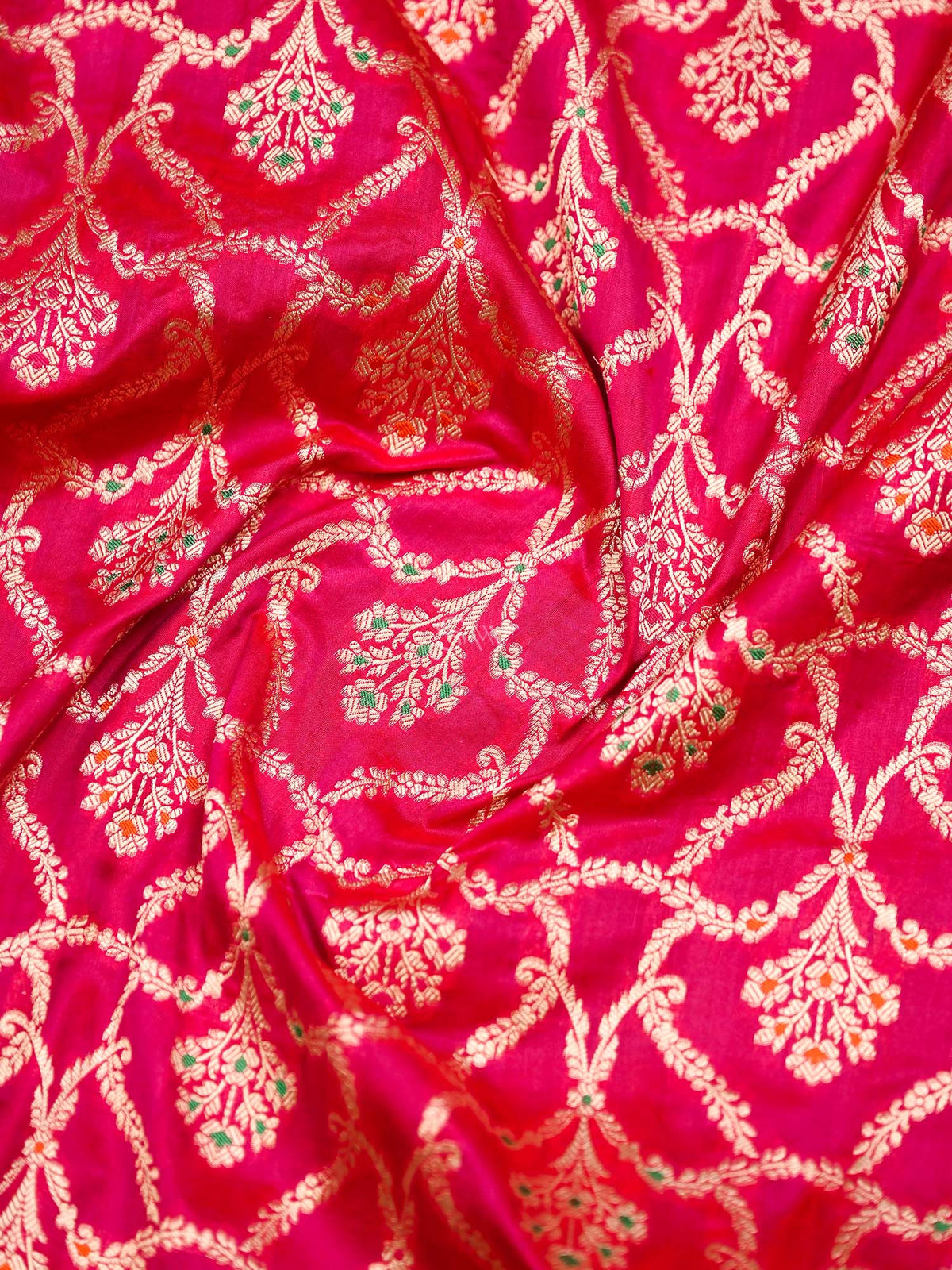 Pink Red Meenakari Jaal Katan Silk Handloom Banarasi Dupatta