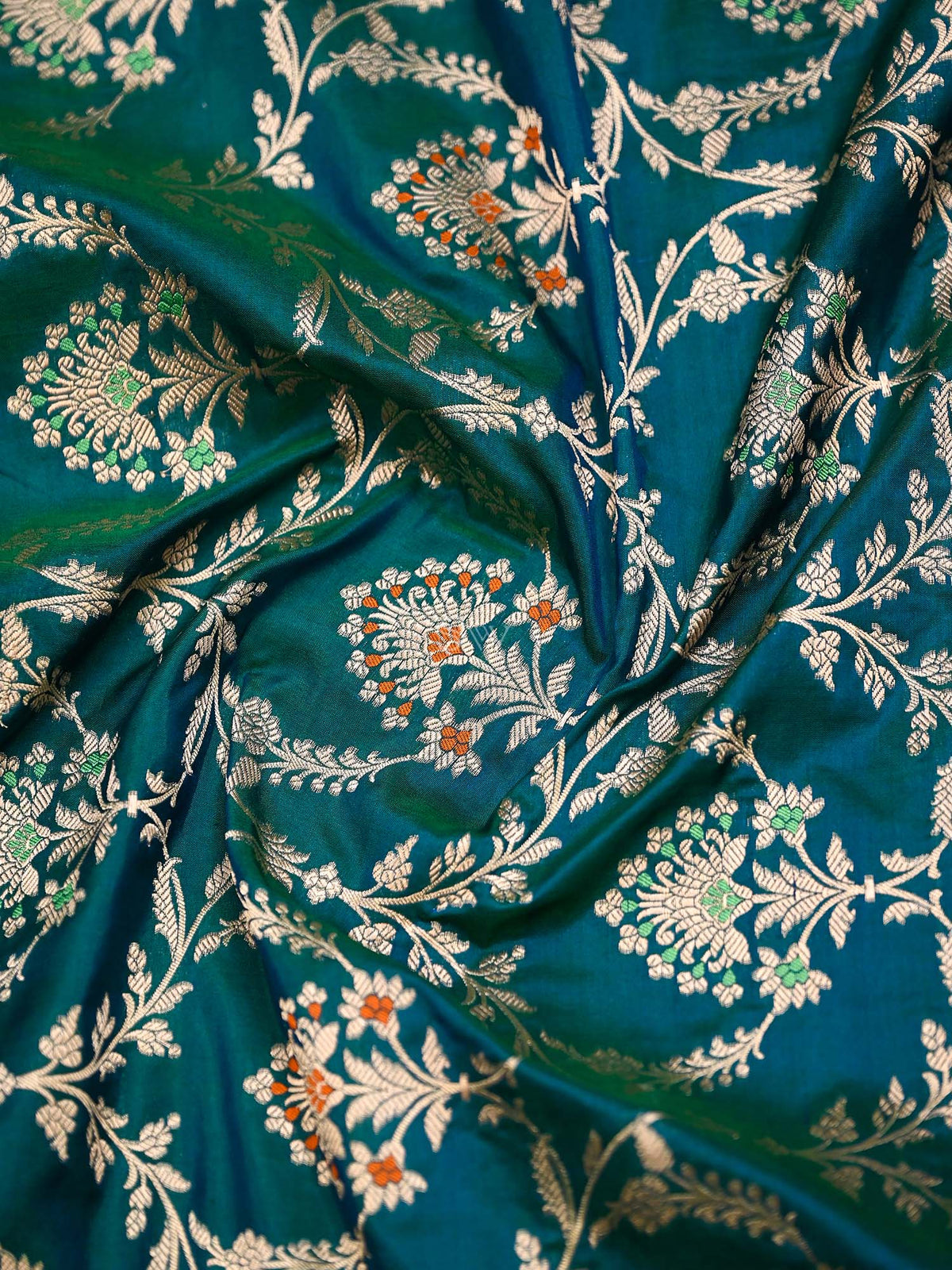 Teal Green Meenakari Jaal Katan Silk Handloom Banarasi Dupatta