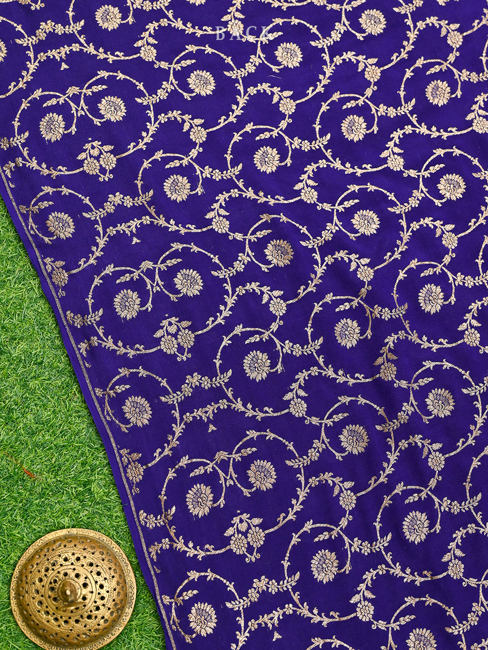 Dark Blue Konia Crepe Silk Handloom Banarasi Suit