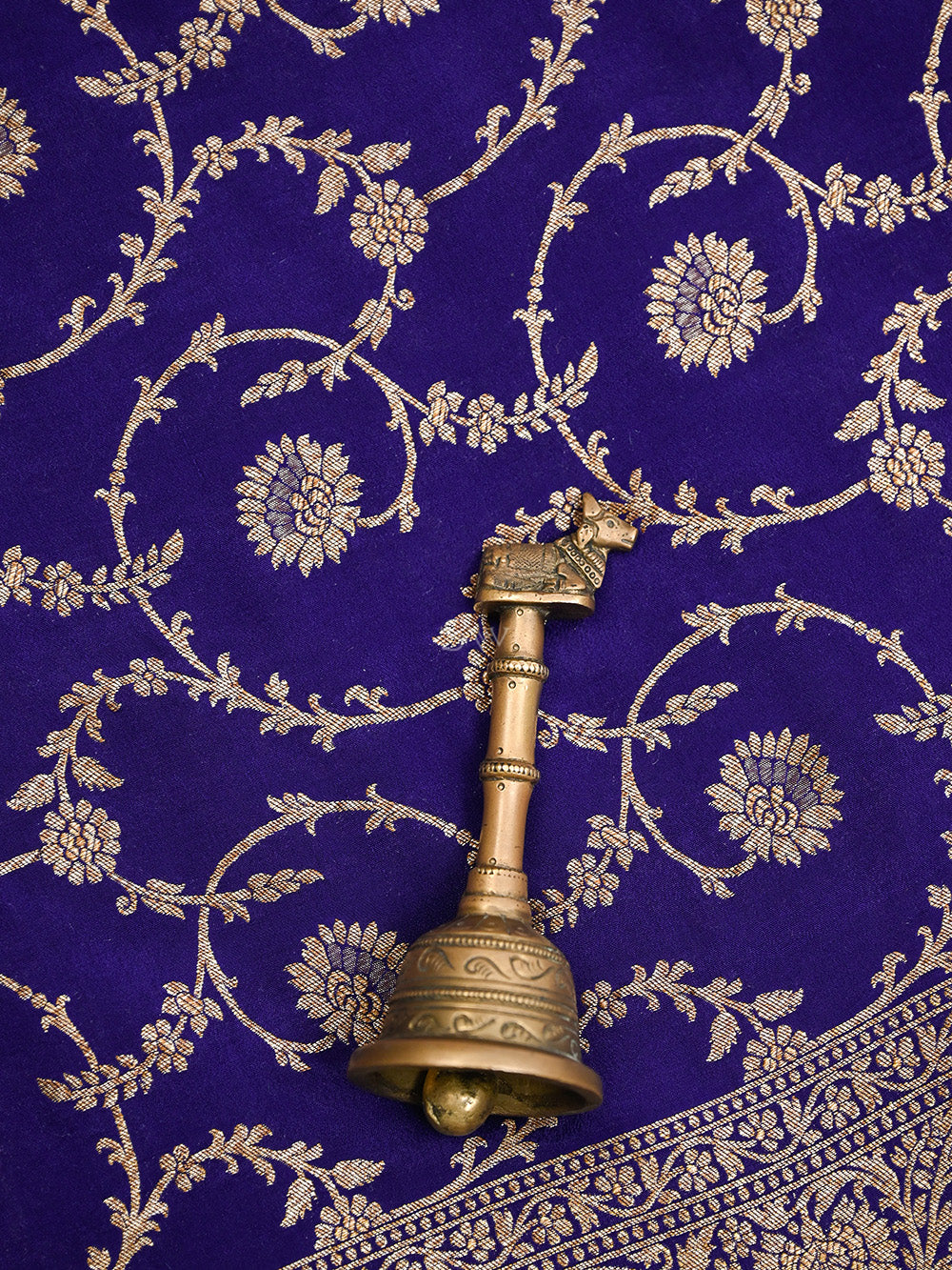 Dark Blue Konia Crepe Silk Handloom Banarasi Suit