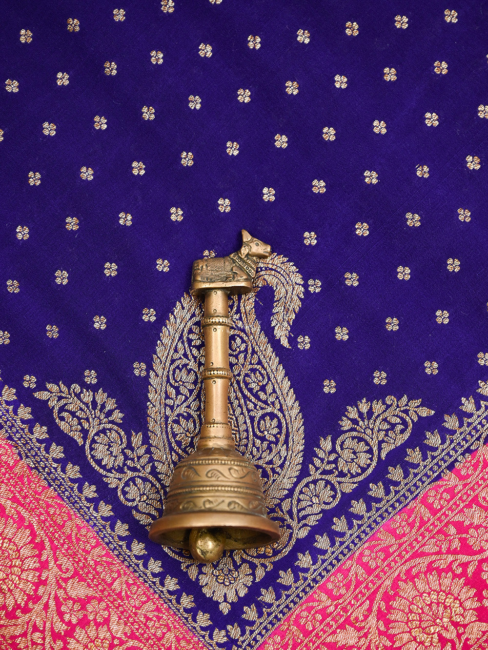 Dark Blue Konia Crepe Silk Handloom Banarasi Suit