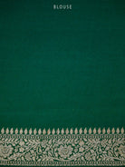 Bottle Green Jaal Crepe Silk Handloom Banarasi Saree - Sacred Weaves