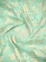 Aqua Green Jaal Khaddi Georgette Handloom Banarasi Saree