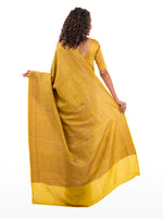 Lime Yellow Jaal Crepe Silk Handloom Banarasi Saree - Sacred Weaves