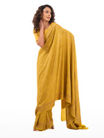 Lime Yellow Jaal Crepe Silk Handloom Banarasi Saree - Sacred Weaves