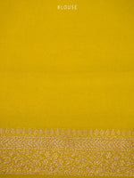 Lime Yellow Jaal Crepe Silk Handloom Banarasi Saree - Sacred Weaves