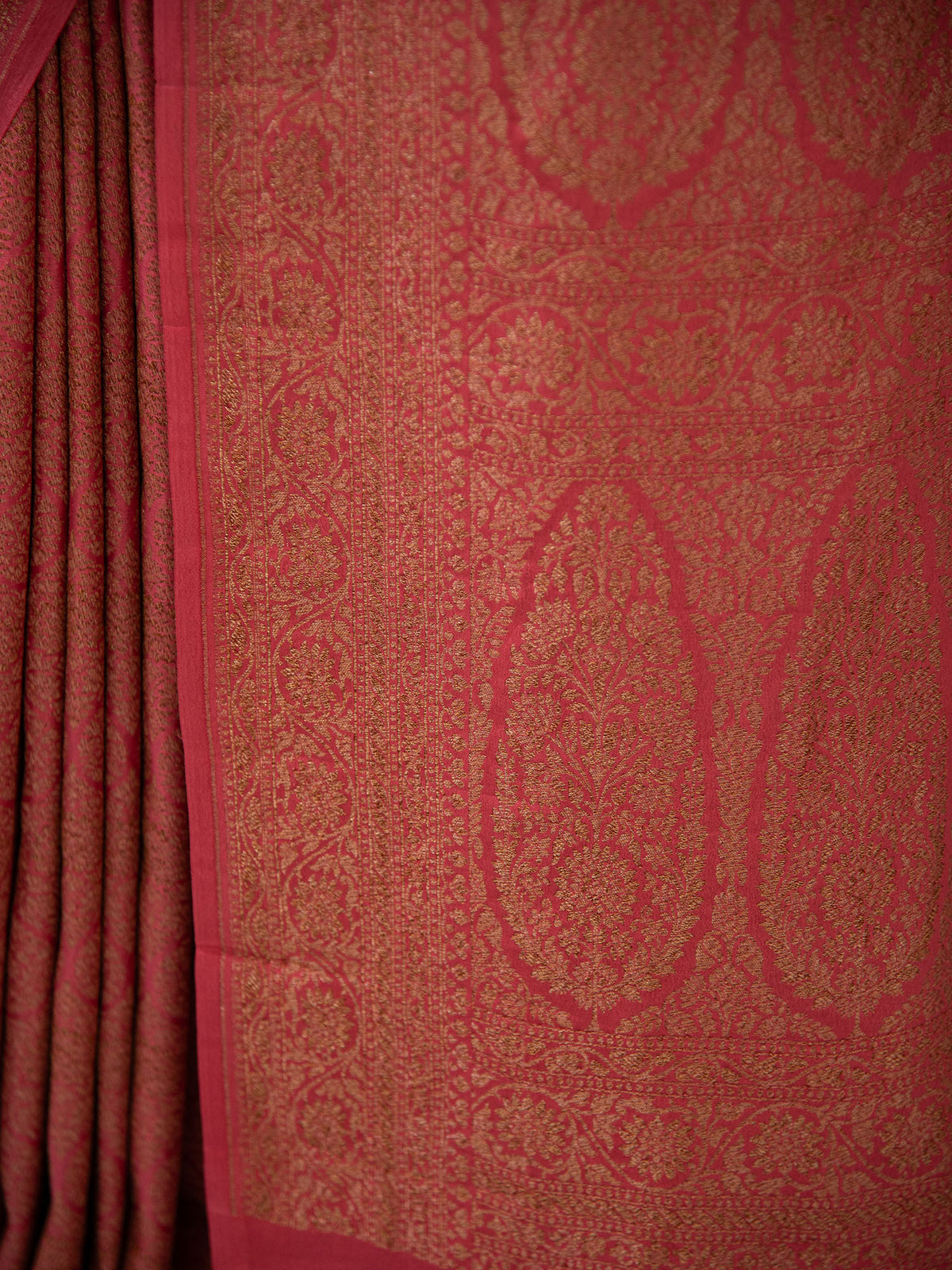 Pastel Pink Jaal Crepe Silk Handloom Banarasi Saree - Sacred Weaves
