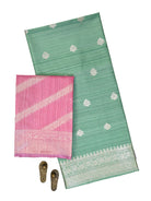 Sea Green Booti Dupion Silk Handloom Banarasi Suit - Sacred Weaves