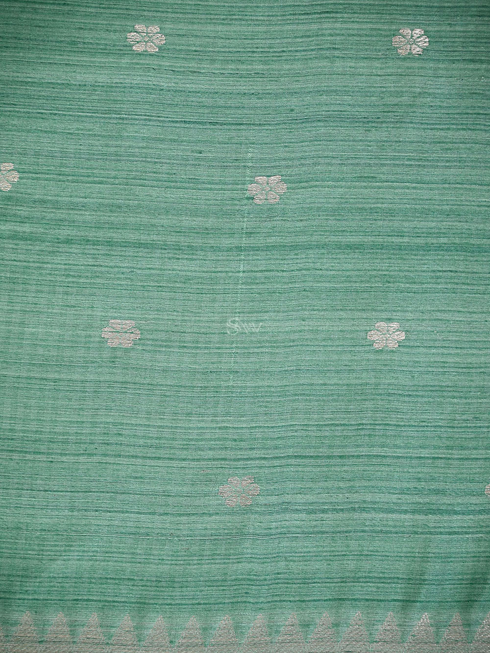 Sea Green Booti Dupion Silk Handloom Banarasi Suit - Sacred Weaves