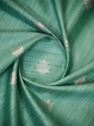 Sea Green Booti Dupion Silk Handloom Banarasi Suit - Sacred Weaves