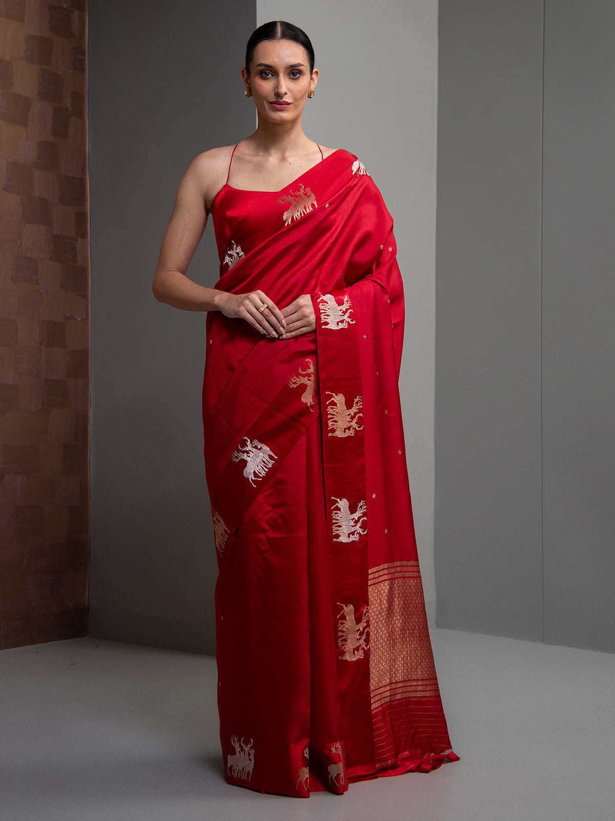 Red Booti Pure Silk Handloom Banarasi Saree