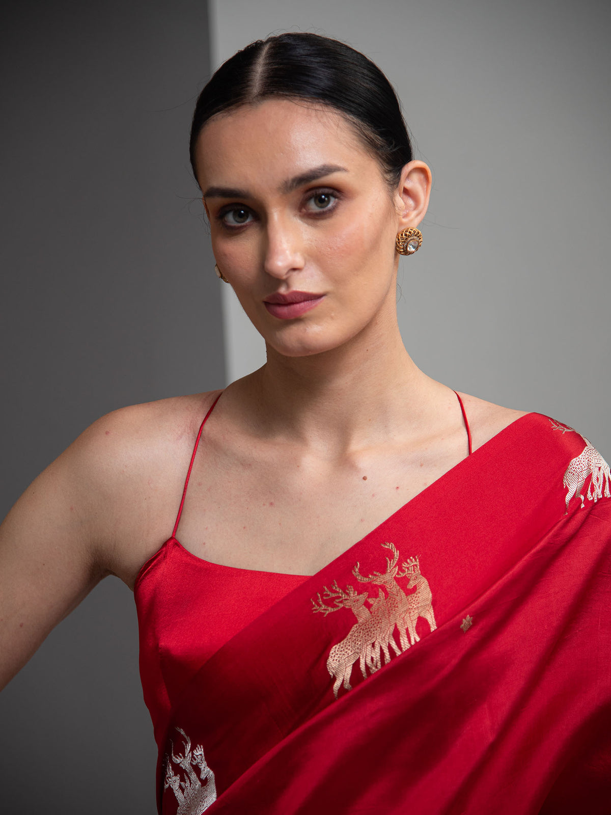 Red Booti Pure Silk Handloom Banarasi Saree