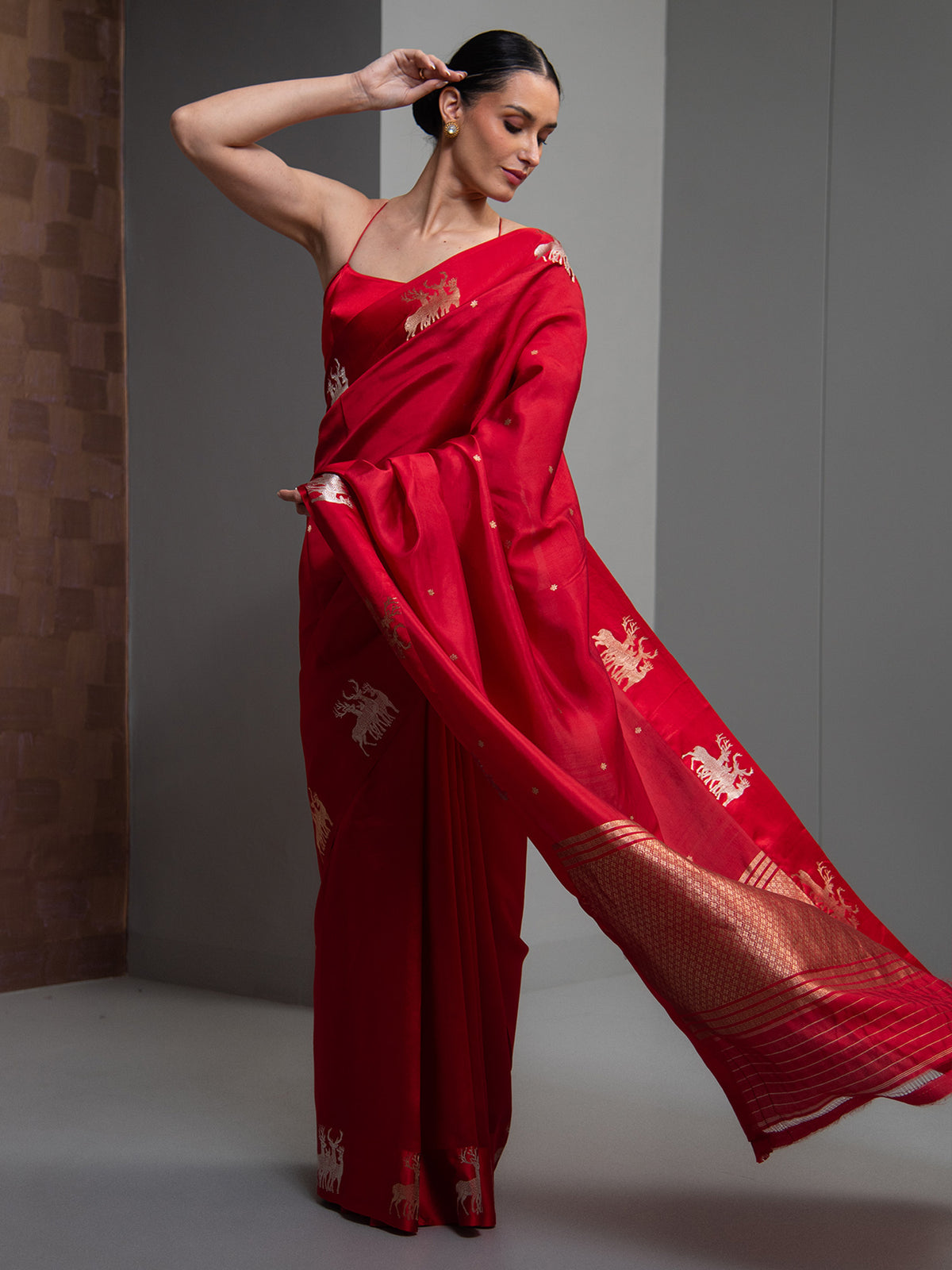 Red Booti Pure Silk Handloom Banarasi Saree