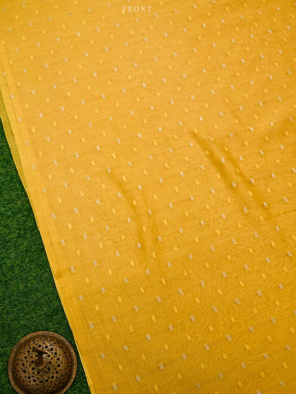 Mustard Booti Cotton Silk Handloom Banarasi Suit - Sacred Weaves