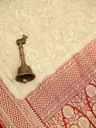 Cream Jaal Khaddi Georgette Handloom Banarasi Saree - Sacred Weaves