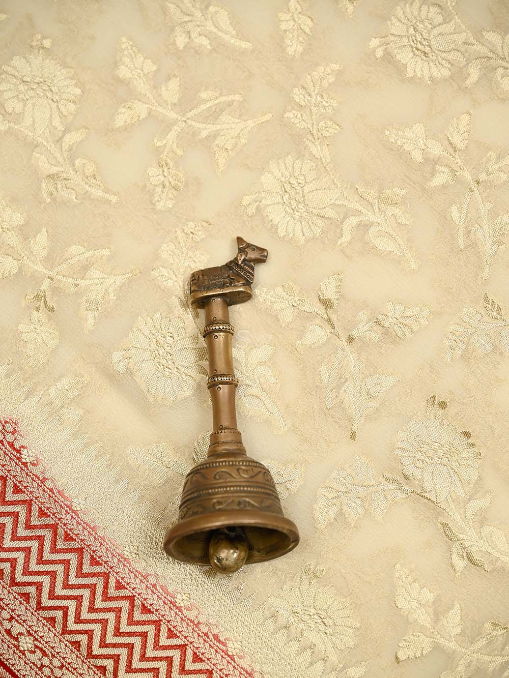 Cream Jaal Khaddi Georgette Handloom Banarasi Saree - Sacred Weaves