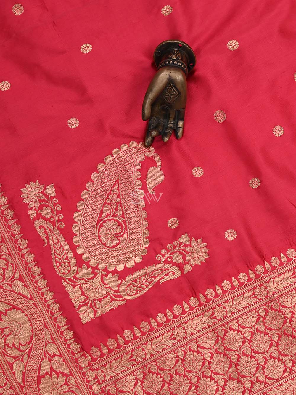 Pink Red Konia Katan Silk Handloom Banarasi Dupatta - Sacred Weaves