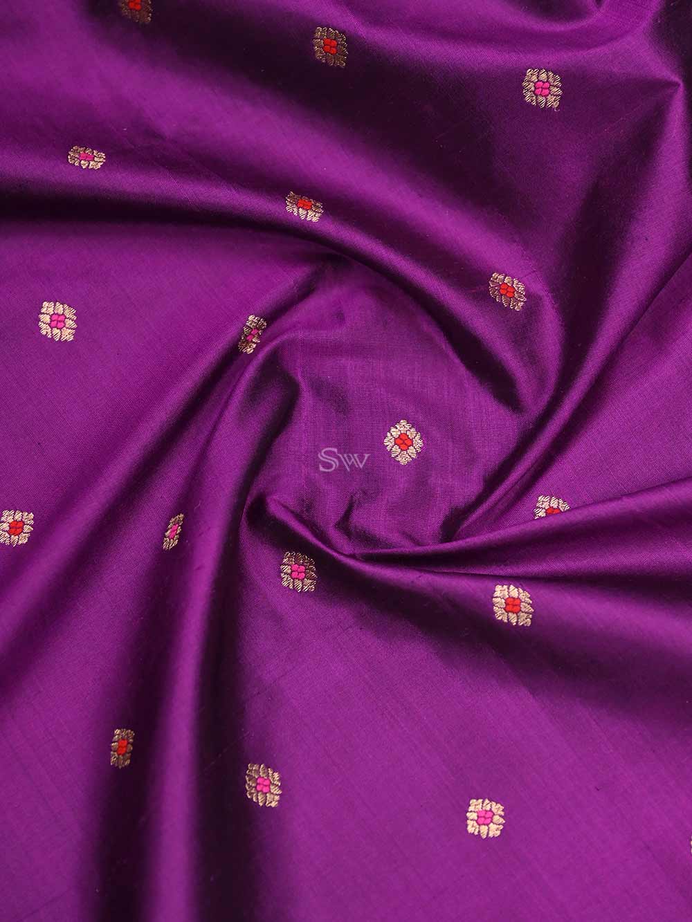 Purple Meenakari Katan Silk Handloom Banarasi Dupatta - Sacred Weaves