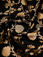 Black Floral Booti Satin Silk Handloom Banarasi Suit - Sacred Weaves