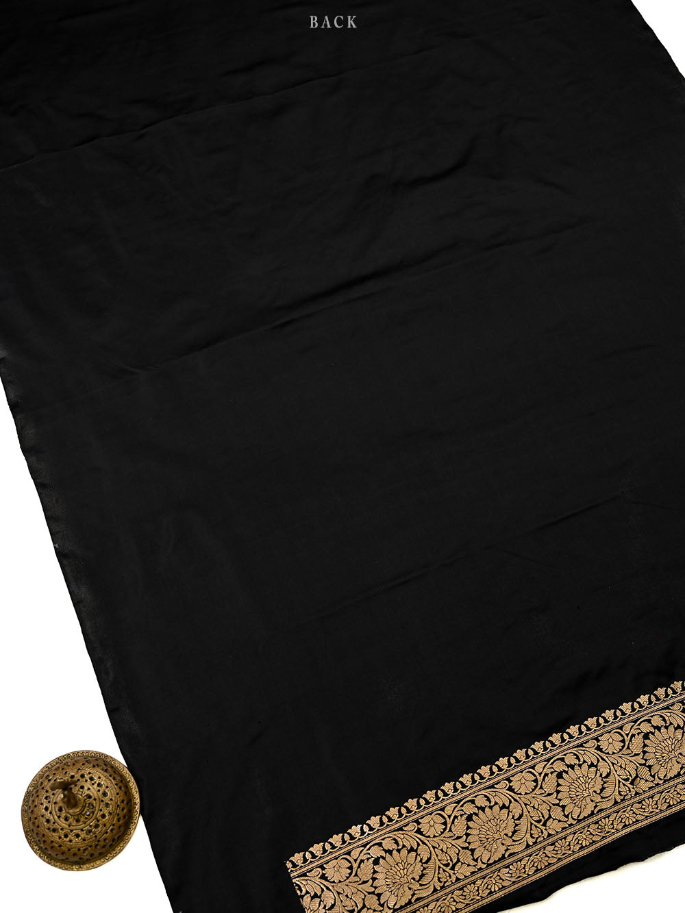 Black Floral Booti Satin Silk Handloom Banarasi Suit - Sacred Weaves