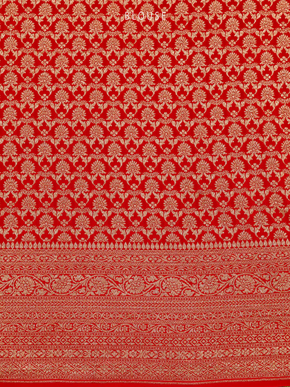 Red Booti Crepe Silk Handloom Banarasi Saree - Sacred Weaves