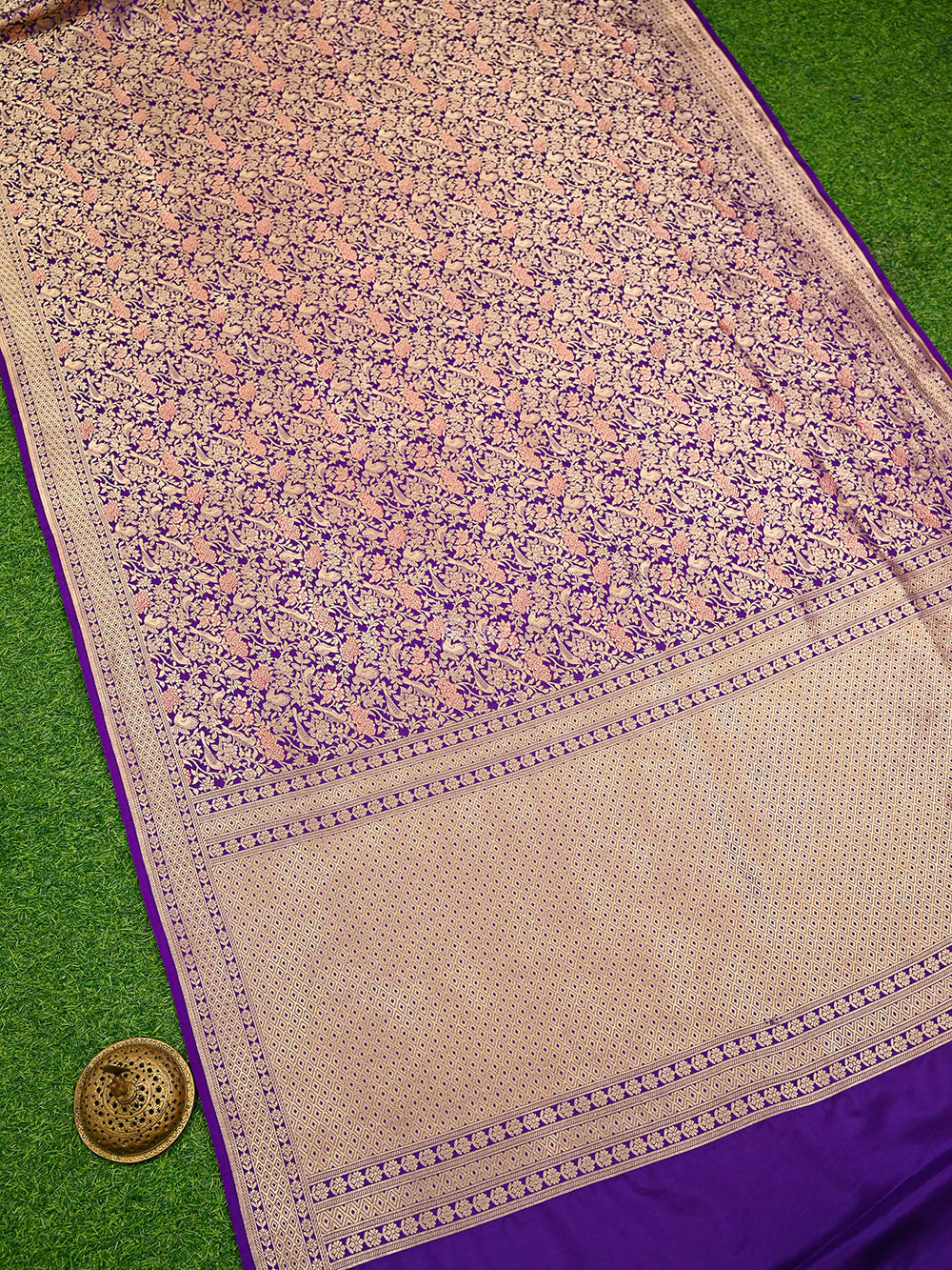 Purple Meenakari Silk Brocade Handloom Banarasi Saree