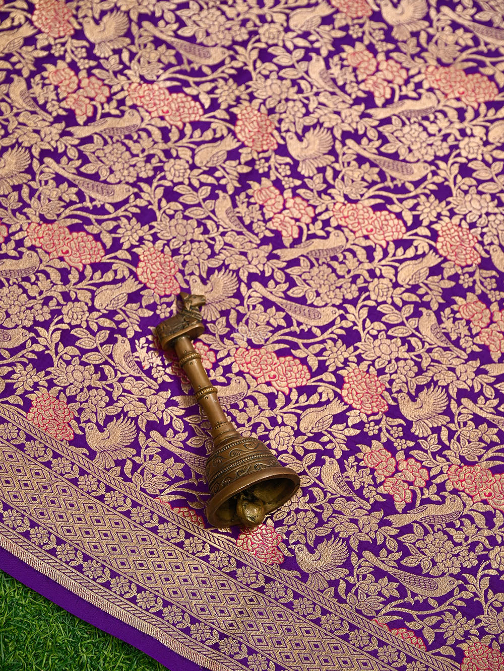 Purple Meenakari Silk Brocade Handloom Banarasi Saree