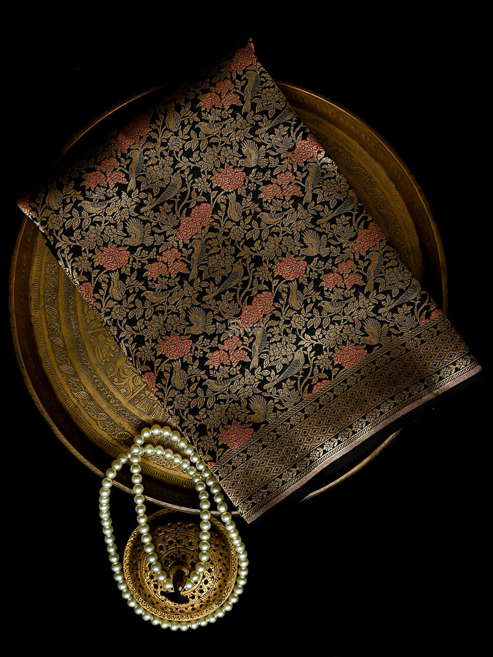 Black Meenakari Silk Brocade Handloom Banarasi Saree