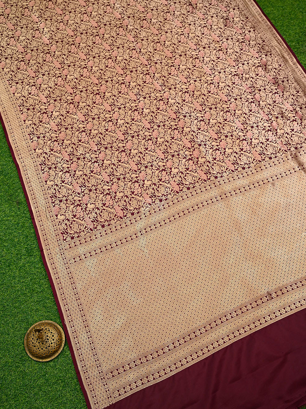 Brown Meenakari Silk Brocade Handloom Banarasi Saree - Sacred Weaves