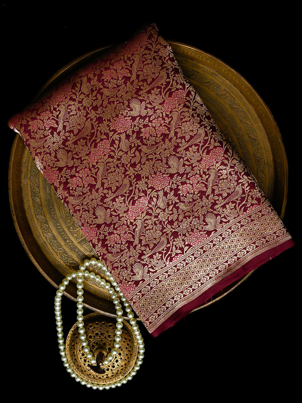 Brown Meenakari Silk Brocade Handloom Banarasi Saree