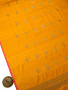 Mustard Booti Dupion Silk Handloom Banarasi Suit - Sacred Weaves