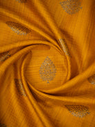 Mustard Booti Dupion Silk Handloom Banarasi Suit - Sacred Weaves