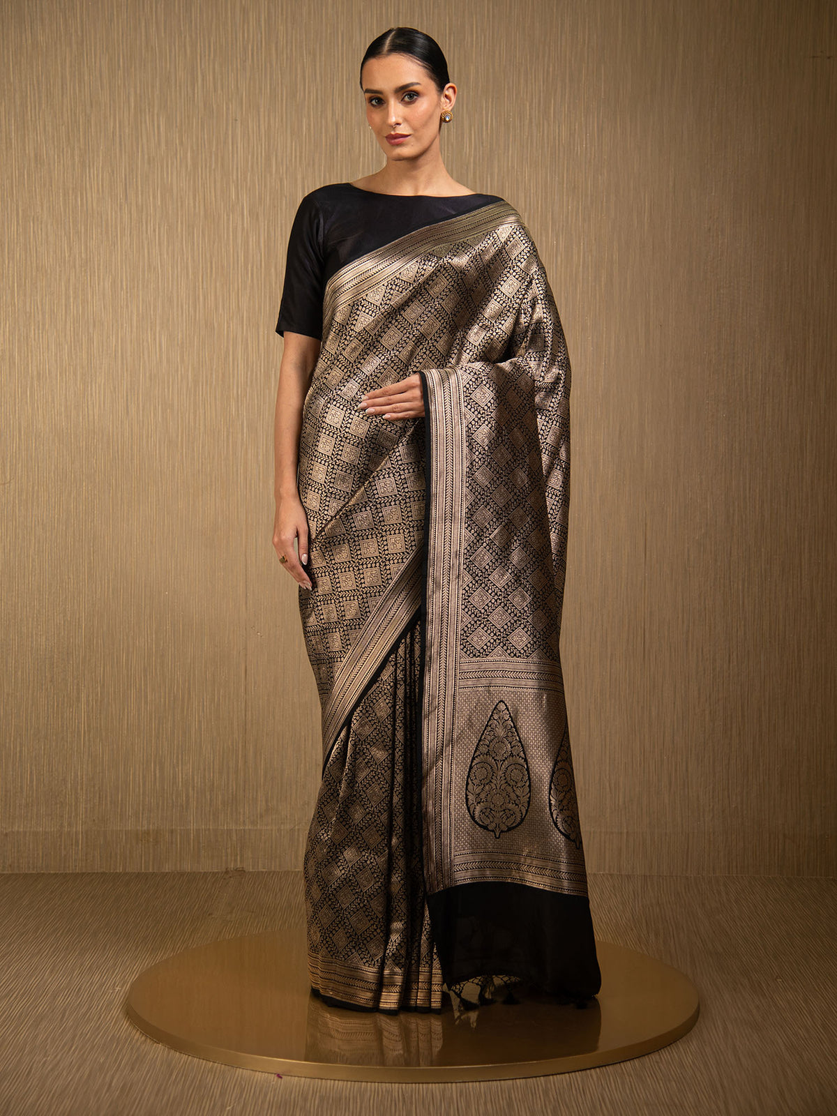 Black Silk Brocade Handloom Banarasi Saree