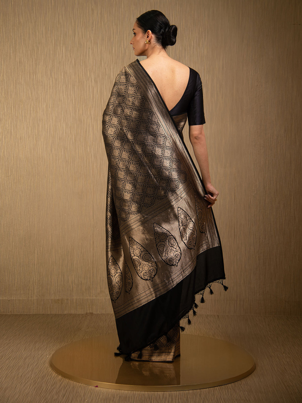Black Silk Brocade Handloom Banarasi Saree