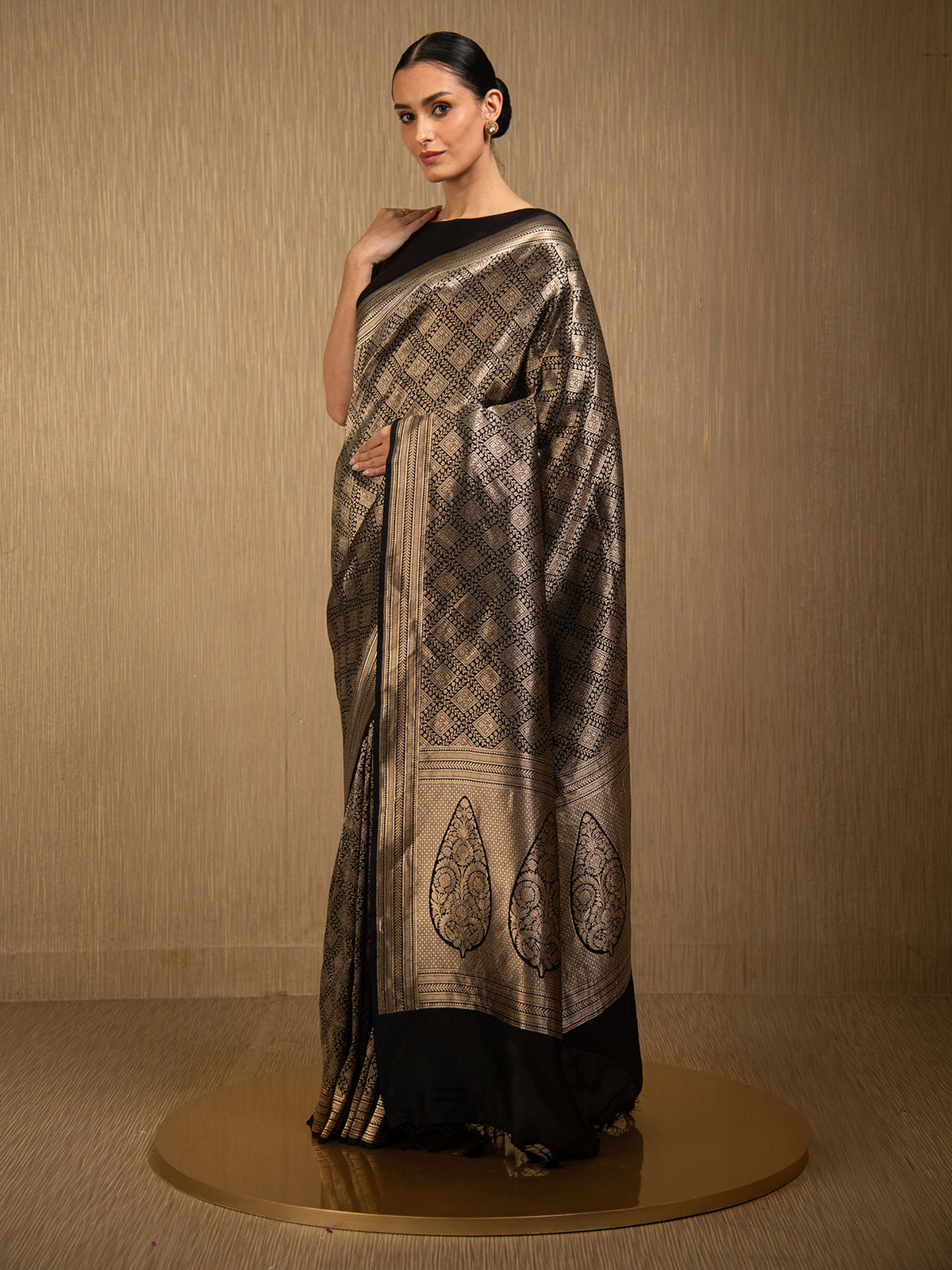 Black Silk Brocade Handloom Banarasi Saree