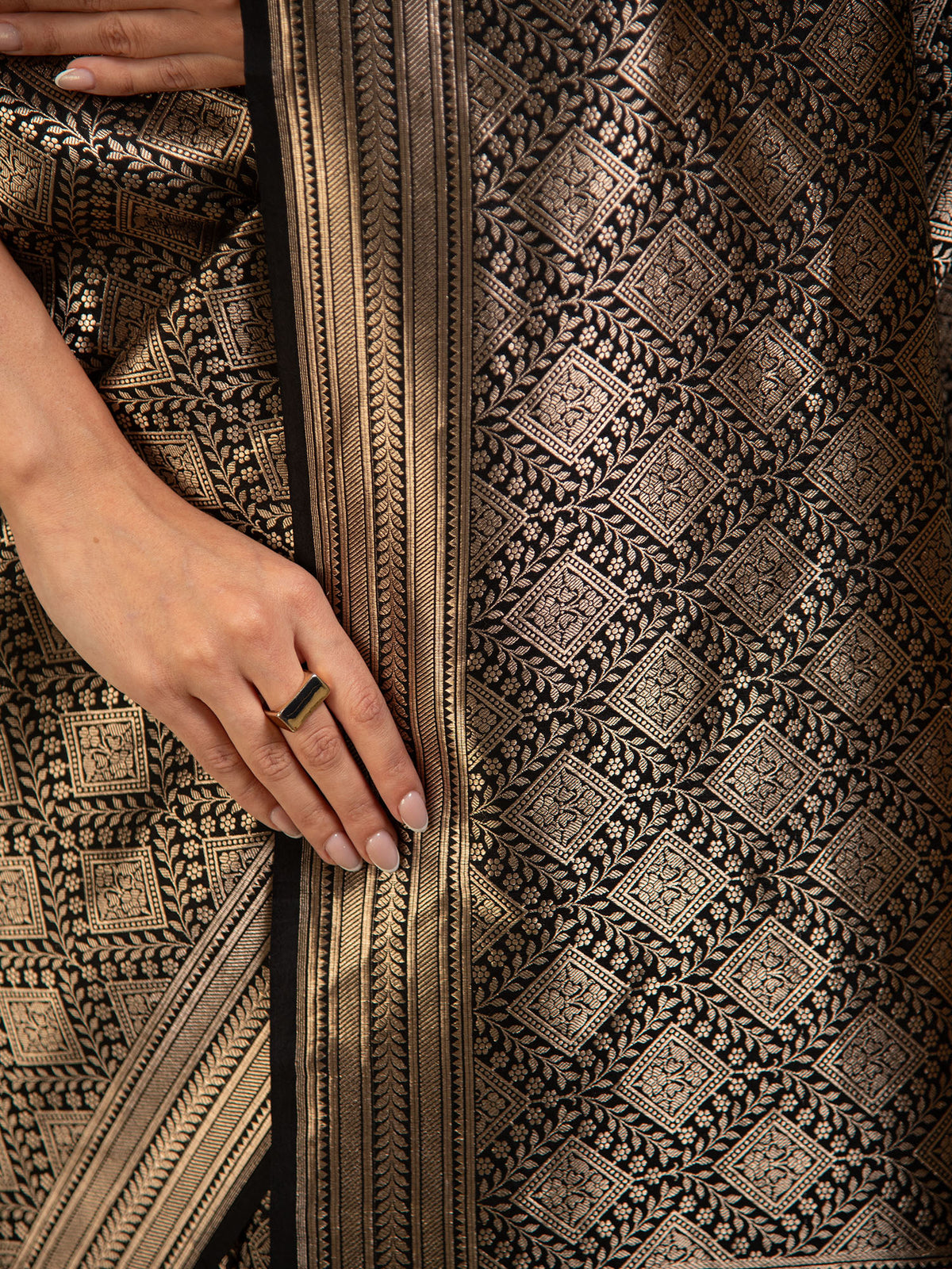 Black Silk Brocade Handloom Banarasi Saree
