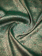Bottle Green Meenakari Silk Brocade Handloom Banarasi Saree - Sacred Weaves