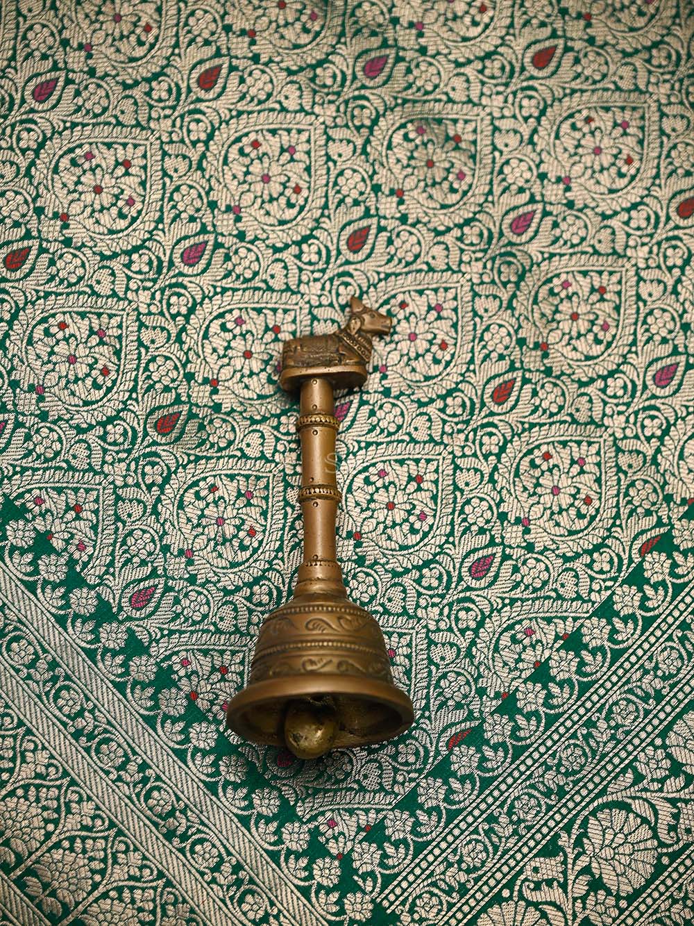 Bottle Green Meenakari Silk Brocade Handloom Banarasi Saree - Sacred Weaves