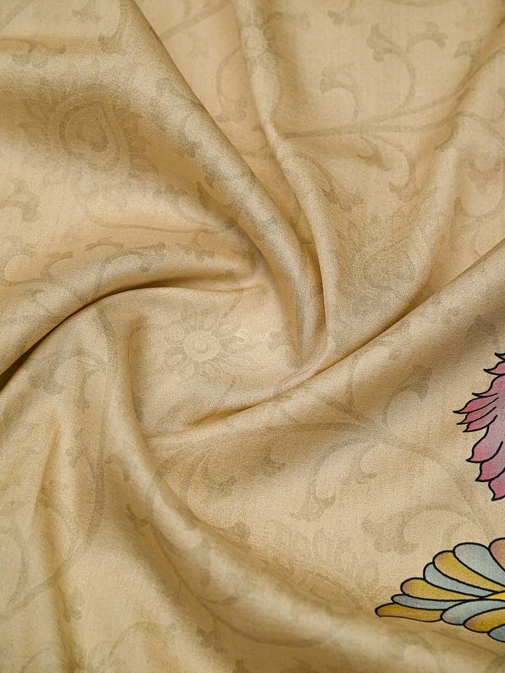 Beige Booti Moonga Tussar Silk Handloom Banarasi Suit - Sacred Weaves