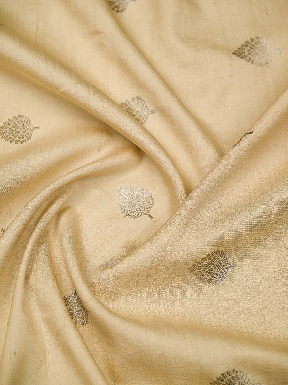 Beige Booti Moonga Tussar Silk Handloom Banarasi Suit - Sacred Weaves