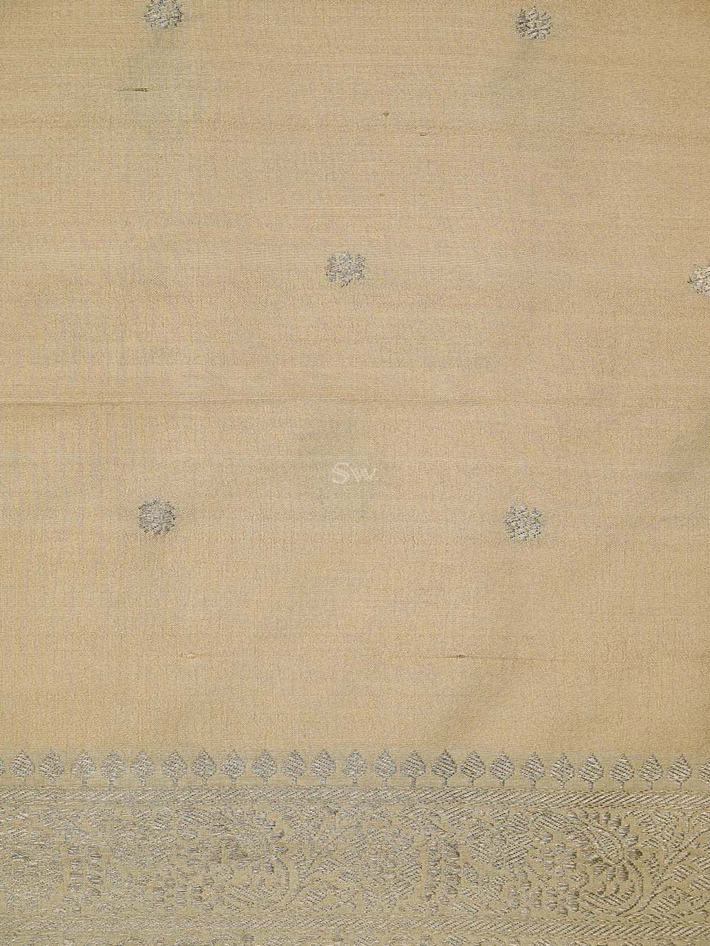 Beige Booti Moonga Tussar Silk Handloom Banarasi Suit - Sacred Weaves