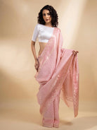 Pastel Pink Organza Handloom Banarasi Saree - Sacred Weaves