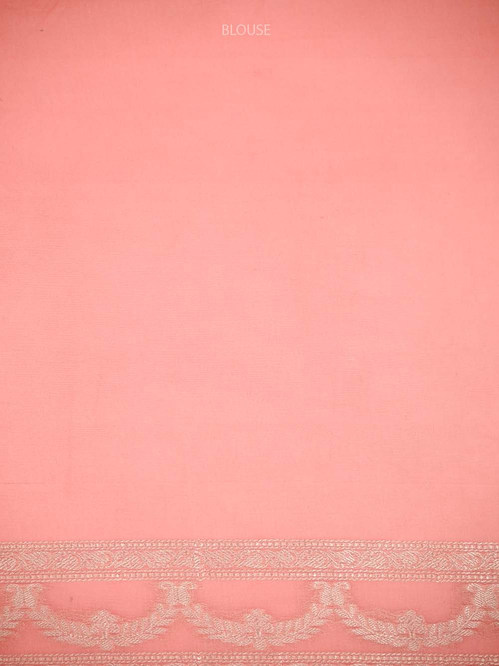 Pastel Pink Organza Handloom Banarasi Saree - Sacred Weaves