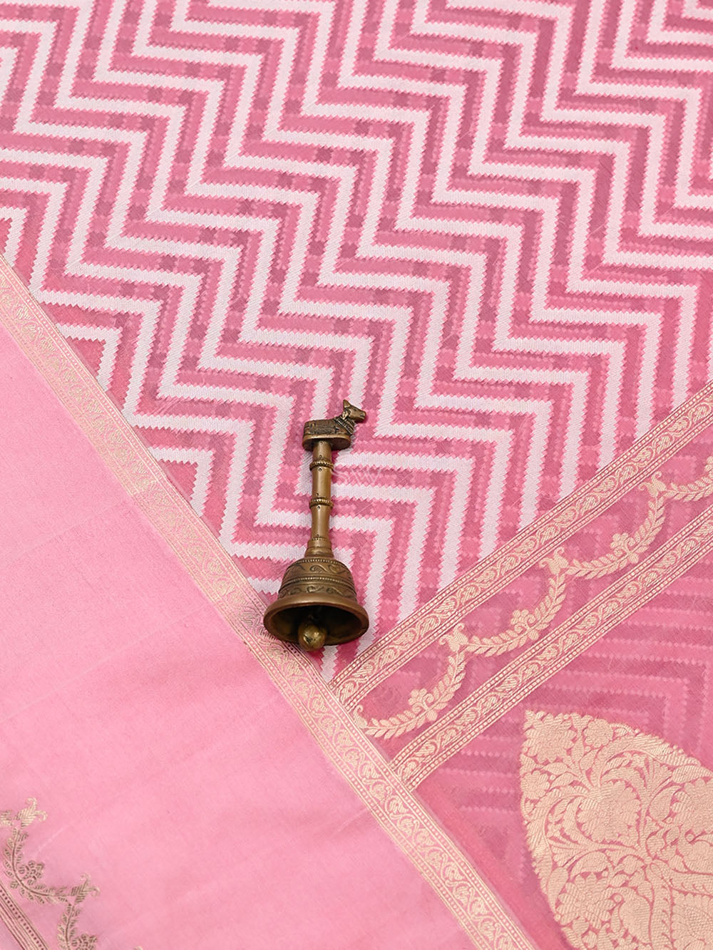 Pastel Pink Organza Handloom Banarasi Saree - Sacred Weaves