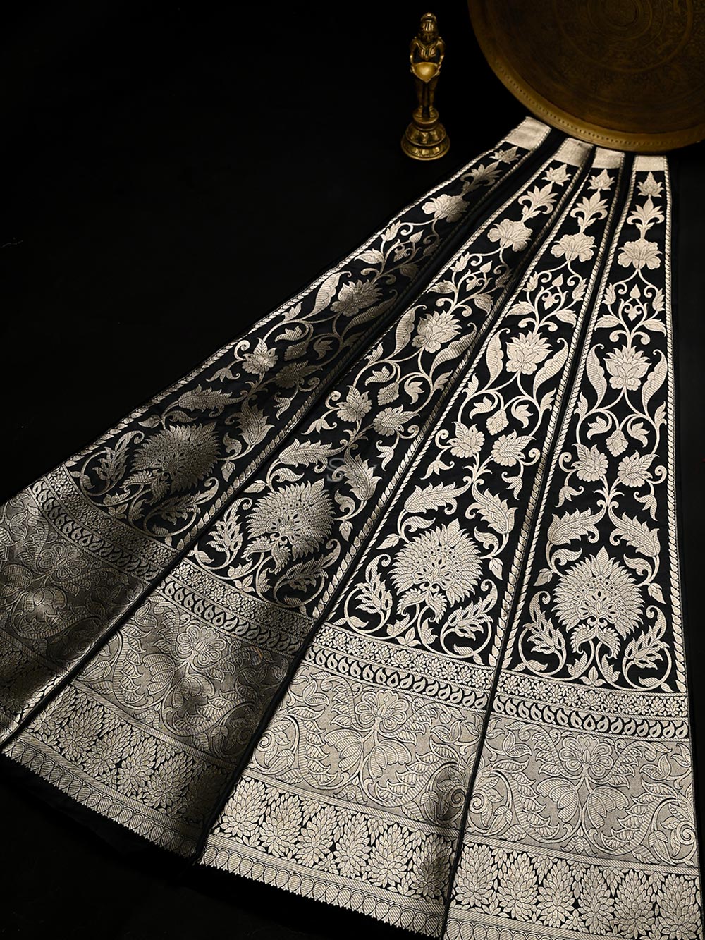 Black Silk Handloom Banarasi Lehenga