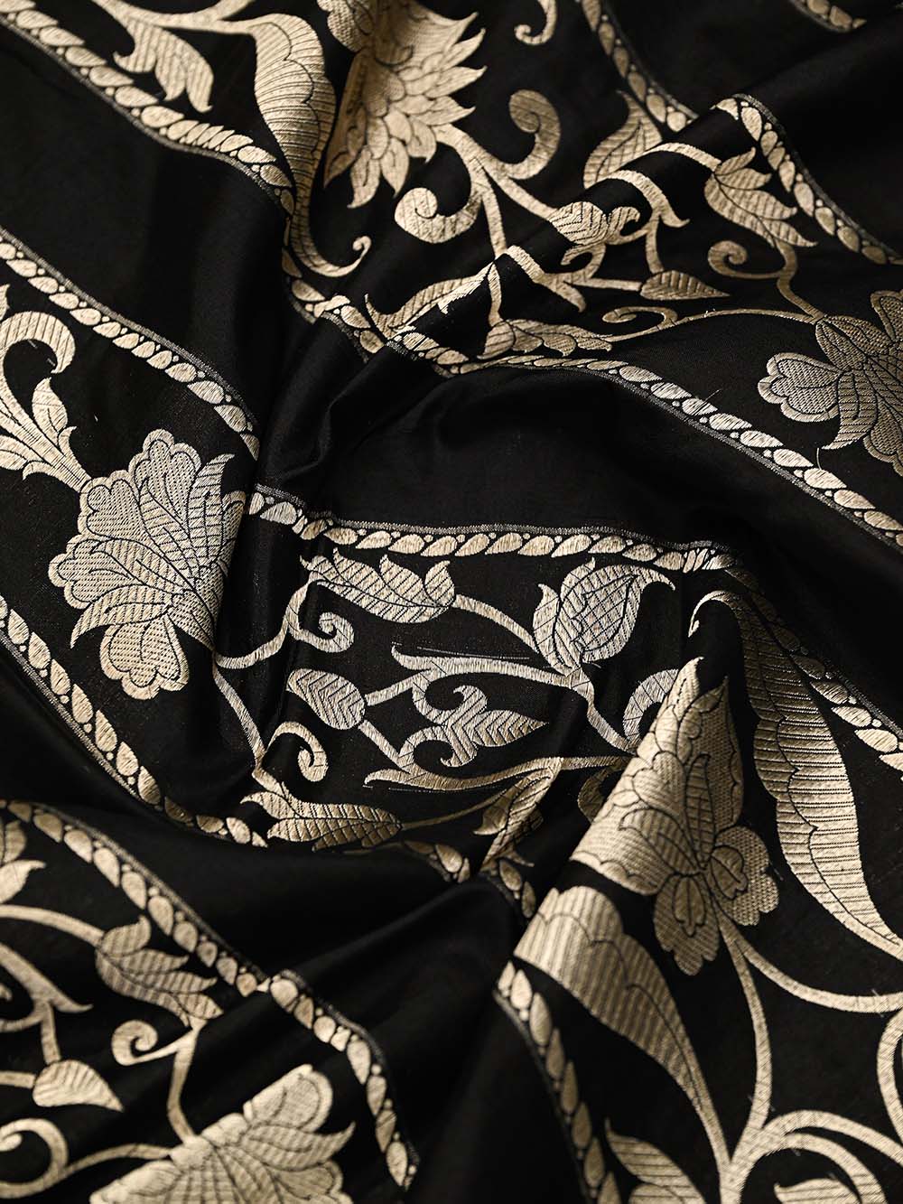 Black Silk Handloom Banarasi Lehenga